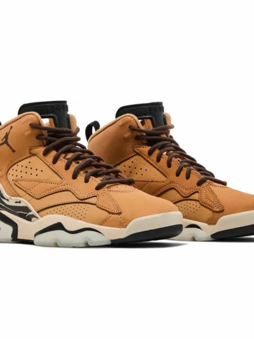 Air Jordan MVP 'Flax' sneaker in a tan suede upper with baroque brown and black